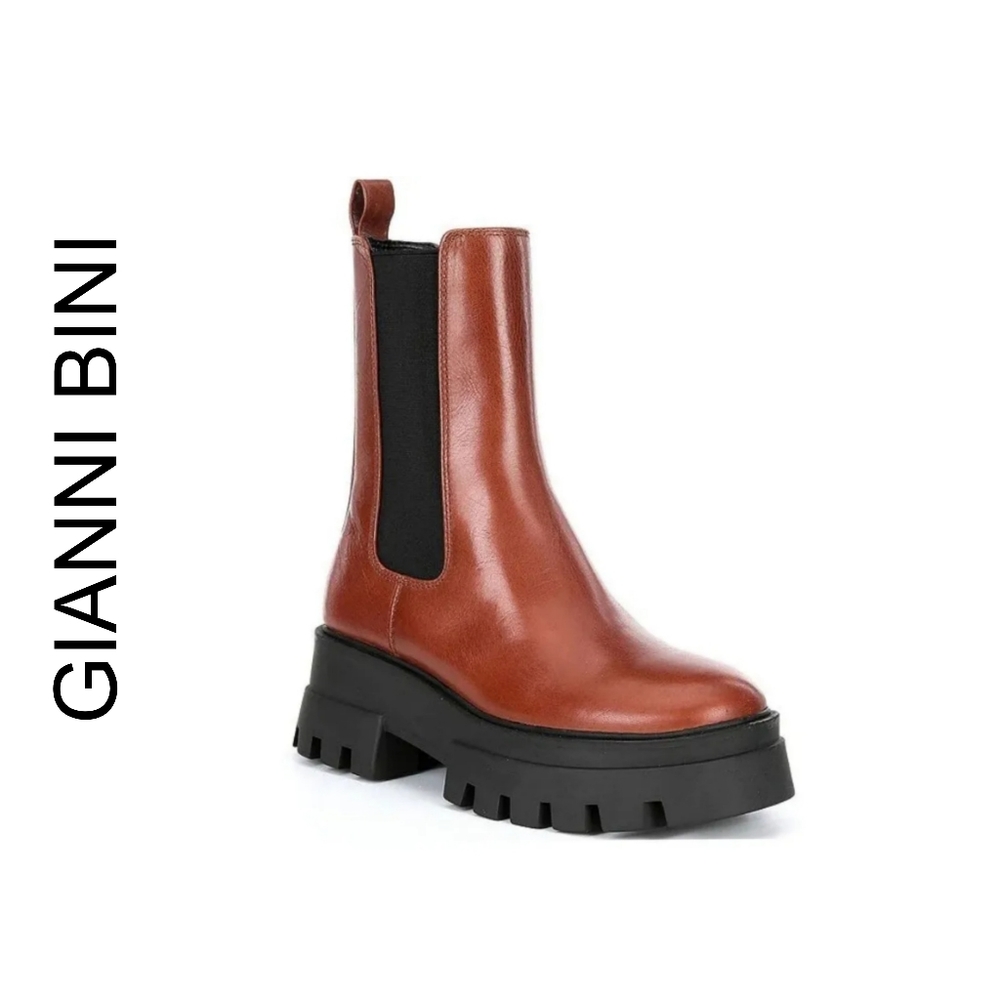 GIANNI BINI Down-Town Leather Chelsea Sole Platform Boots